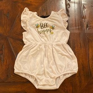 Simply Southern “Bee Happy” White Bubble Romper One Piece White Size 6-9 Months